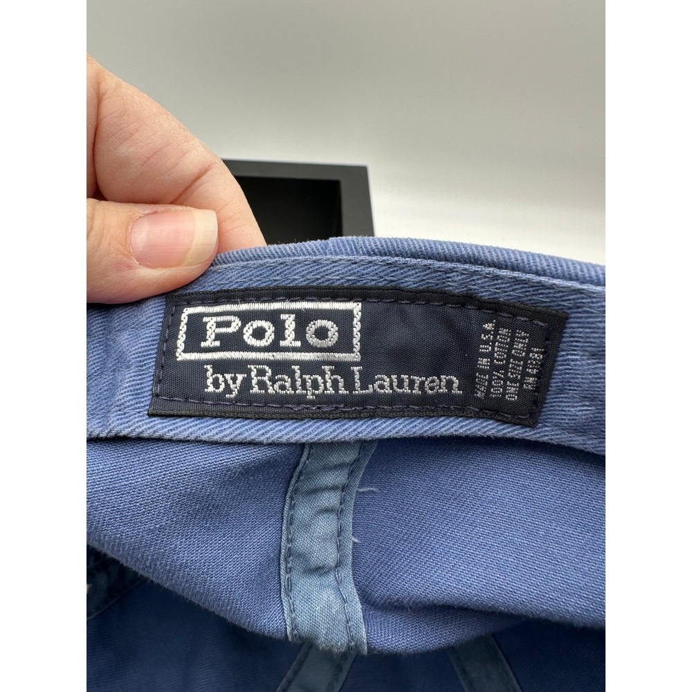 Vintage 90s Polo by Ralph Lauren Hat Made in USA Blue Chino Strapback Cap POLO - Picture 7 of 7